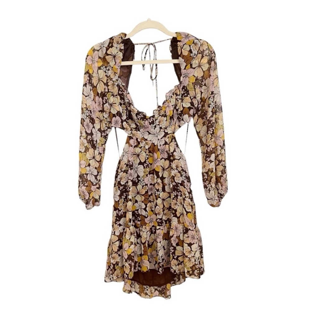 🔥 🔥 Summer Sale! Floral Long Sleeve Dress in Earth Tones - Picture 5 of 7